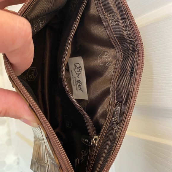 Valentina In Pell Italian Leather Zipper Purse Vintage Croc Style Look - Picture 6 of 16